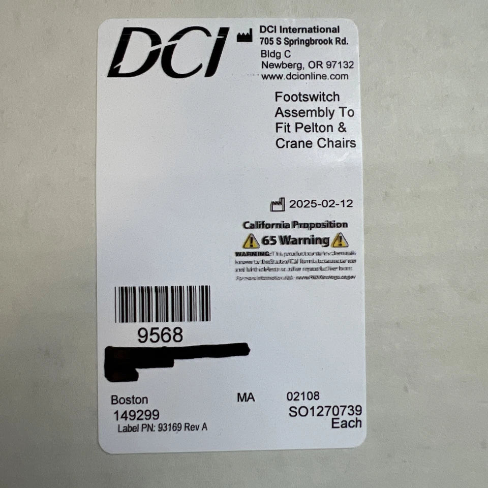 DCI Dental Foot Switch To Fit Pelton Crane Chairs NEW DCI ITEM 9568