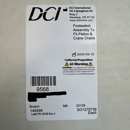 DCI Dental Foot Switch To Fit Pelton Crane Chairs NEW DCI ITEM 9568