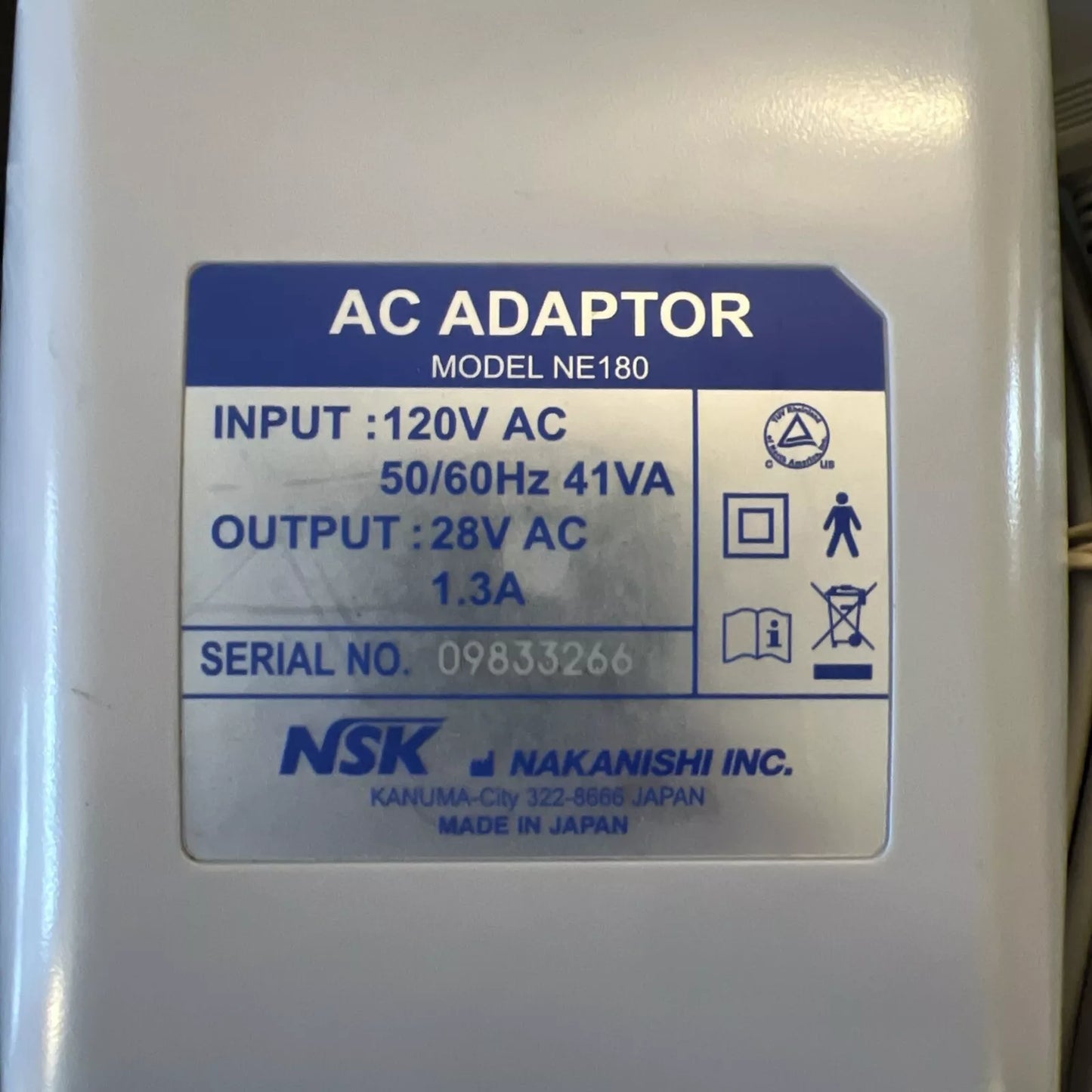 NSK NE180 AC Adapter NLX NLZ Y141133