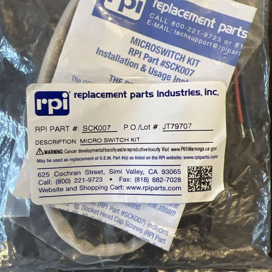 Scican Statim G4 2000 MICROSWITCH KIT RPI Part #SCK007 OEM 01-100571S