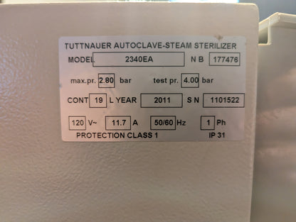 REFURBISHED Tuttnauer EZ9 Autoclave Sterilizer